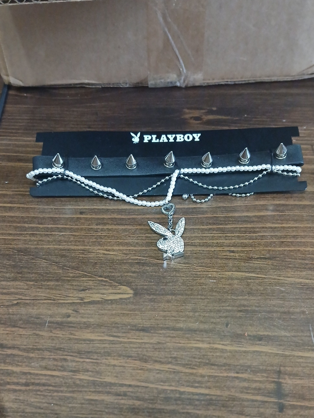 PLAYBOY Silver Bunny Pendant Layered Pearl and Chain Necklace
